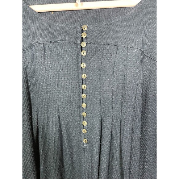 Free People $88 Devin Textured Long Sleeve Knit Top Black‎ Womens Size Small - Picture 7 of 14